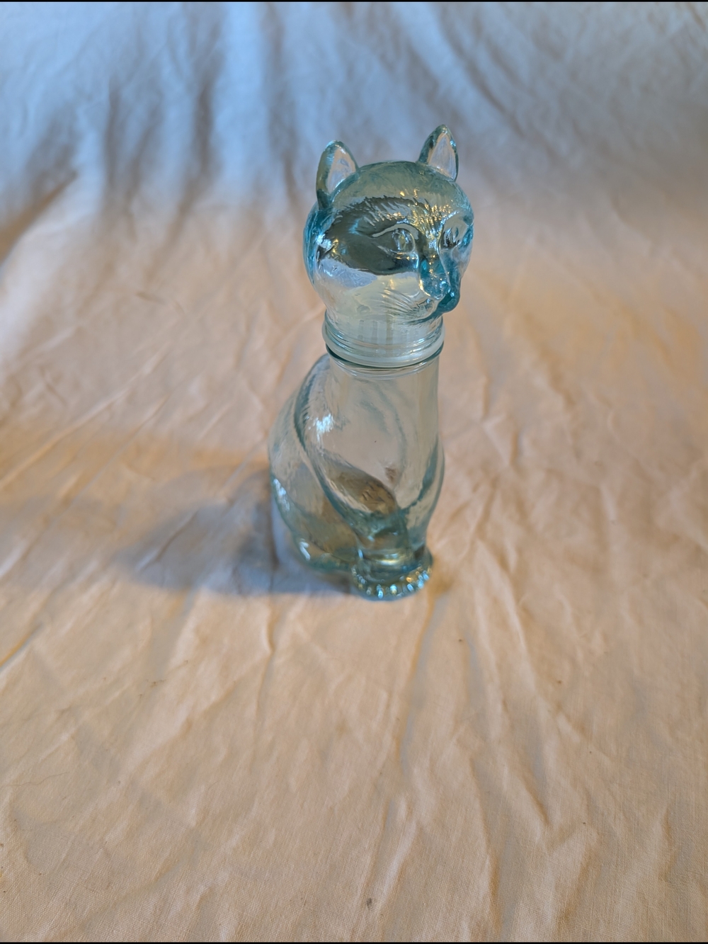 2/40$ Vintage Blue Glass Cat Figurine Bottle